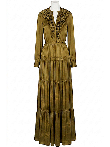 Ulla Johnson Rouen Silk Ruffle Blouse in Willow (view 1)