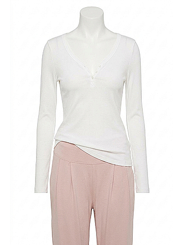 Hatch Rib Nursing Henley Top in Ivory (view 1)