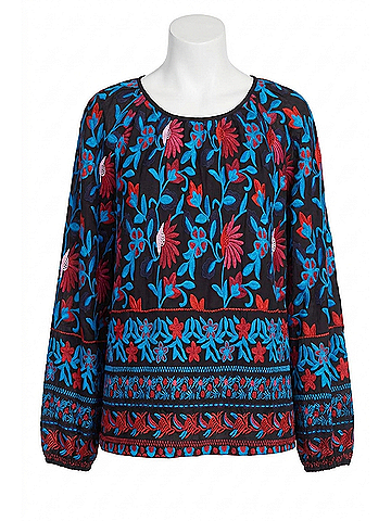 Tanya Taylor Nessa Embroidered Off The Shoulder Top in Multi (view 1)