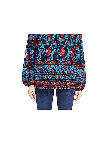 Tanya Taylor Nessa Embroidered Off The Shoulder Top in Multi (view 2)