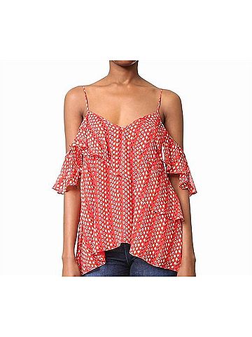 Tanya Taylor Women's Chiara Floral Silk Cami Top in Red (view 2)