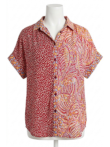 Jodifl No Competition Mixed Print Button Down in Red (view 1)