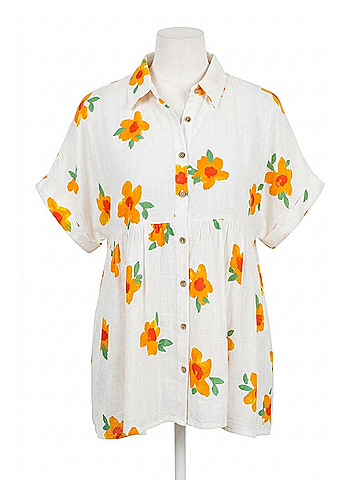 Jodifl Blissed Out Button Up Babydoll Tunic in Ivory (view 1)
