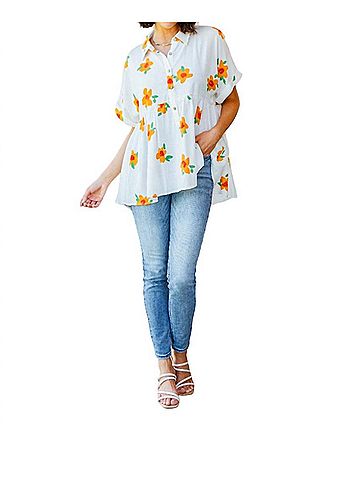 Jodifl Blissed Out Button Up Babydoll Tunic in Ivory (view 2)