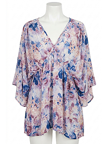 Jodifl Fabled In Floral Draped Peplum Top in Blue (view 1)