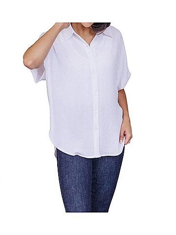 Jodifl Sweet Simplicity Button Down Blouse in White (view 2)