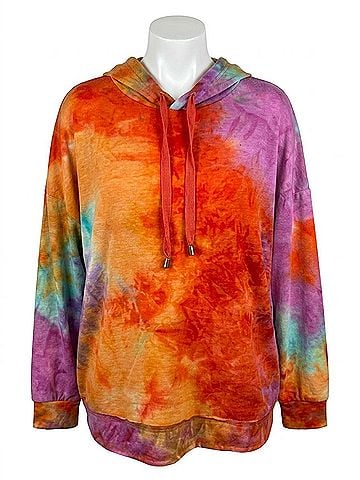 Jodifl Bright Tie Dye Pullover Hoodie in Orange (view 1)