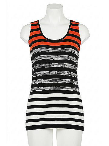 French Kyss Stripe Tank Top in Coral/Multi (view 1)