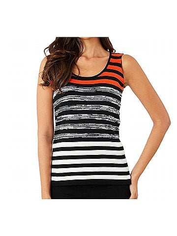 French Kyss Stripe Tank Top in Coral/Multi (view 2)