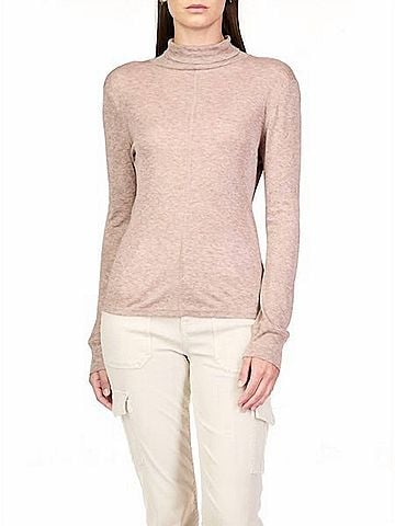 Sanctuary Exposed Seams Mock Neck Top in Heather Feather (view 2)