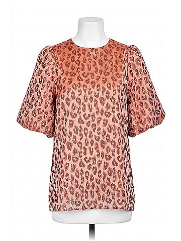 Jade Puff Sleeve Top in Cheetah Brocade (view 1)
