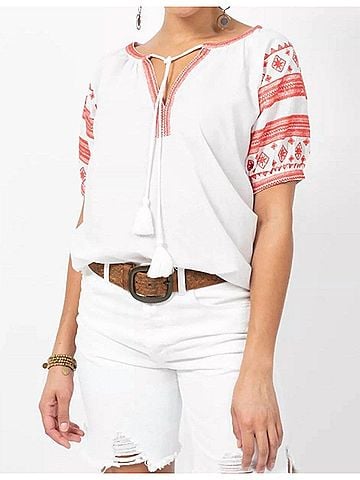 Ivy Jane Borderline Sleeves Top in White (view 2)