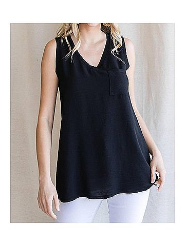 Jodifl V-Neck Sleeveless Top in Black (view 2)
