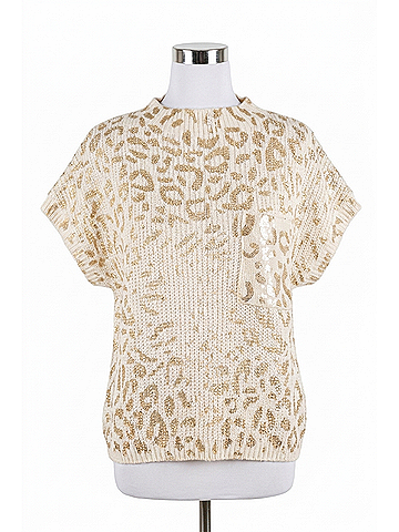 Jodifl Metallic Leopard Print Knit Top in Ivory (view 1)