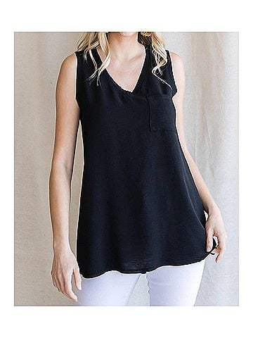 Jodifl V-Neck Sleeveless Top in Black (view 2)