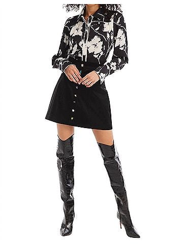 Allison Eliza Blouse in Black / Ivory Floral (view 2)