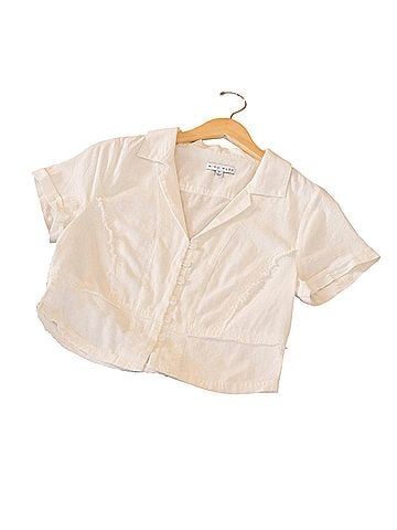 MIOU MUSE Women's Mary Button Down Top in White (view 2)