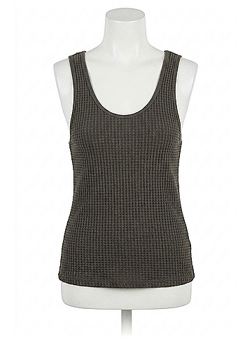 perfectwhitetee Aria Beach Waffle Tank Top in Vintage Black (view 1)