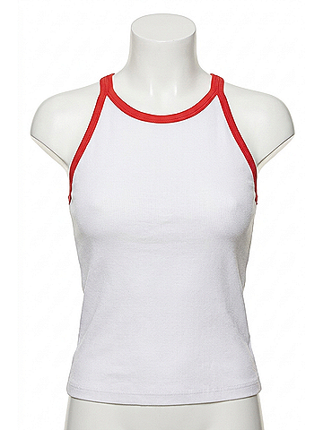 perfectwhitetee Shae Soft Cotton Jersey Tank in White/Poppy (view 1)