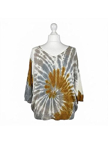 GiGi Moda Petunia Scoop Neck Tie Dye Sweater in Taupe/Mustard (view 1)