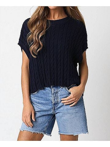 Olivaceous Alina Knit Top in Dark Navy (view 2)