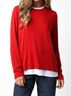 Olivaceous Solid Red Double Layer Crew Neck Sweater in Red Size L - photo 2