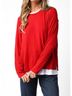 Olivaceous Solid Red Double Layer Crew Neck Sweater in Red Size L - photo 3