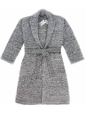 Barefoot Dreams Women's Cozychic Heathered Robe in Graphite/White (view 2)