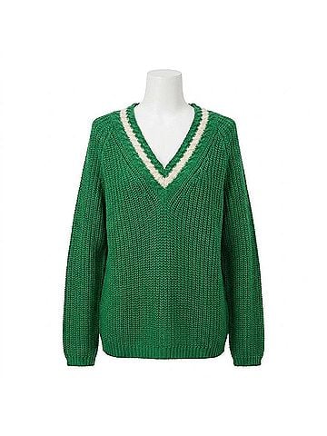 Velvet by Graham & Spencer V-Neck Pullover Sweater in Grass (view 1)