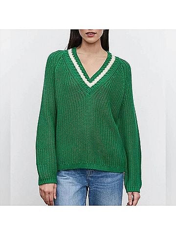 Velvet by Graham & Spencer V-Neck Pullover Sweater in Grass (view 2)