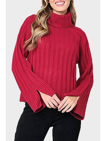 Sanctuary It's Cold Outside Cowl Neck Sweater in Cranberry (view 2)