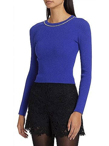 Generation Love Odette Crystal Neck Sweater in Ultra Marine (view 2)