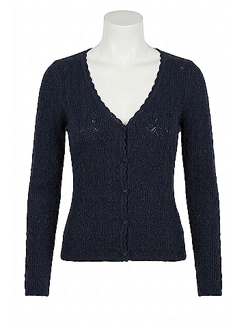 Skies Are Blue Skyler Crochet Cardigan in Navy (view 1)