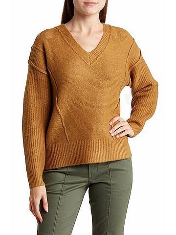 Easel V-Neck Sweater in V-Neck Pumpkin (view 2)
