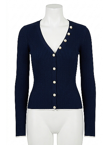 Generation Love Renata Cardigan in Navy/White (view 1)