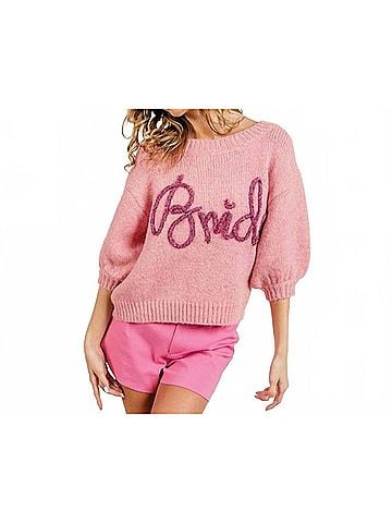 Bibi Bride Crochet Sweater in Pink (view 2)
