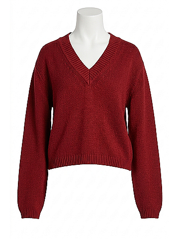 perfectwhitetee Addie Oversized V-Neck Sweater in Maple (view 1)