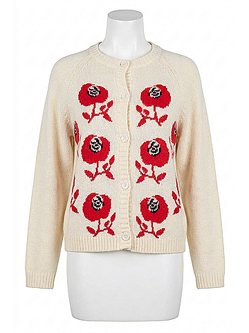 Sugarlips Peralta Floral Cardigan in Cream / Red (view 1)