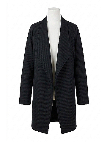 Skies Are Blue Thick Knit Fold Over Collar Cardigan in Black (view 1)