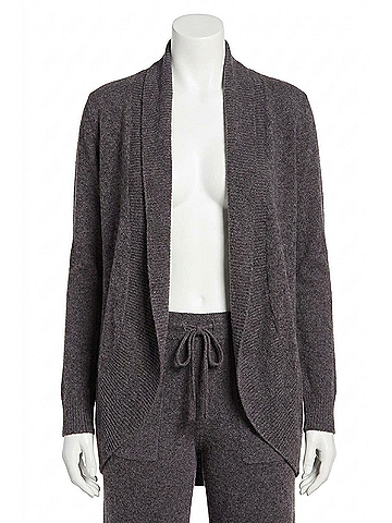 Barefoot Dreams Cozychic Lite Circle Cardigan in Carbon (view 1)
