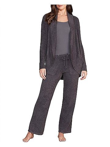 Barefoot Dreams Cozychic Lite Circle Cardigan in Carbon (view 2)