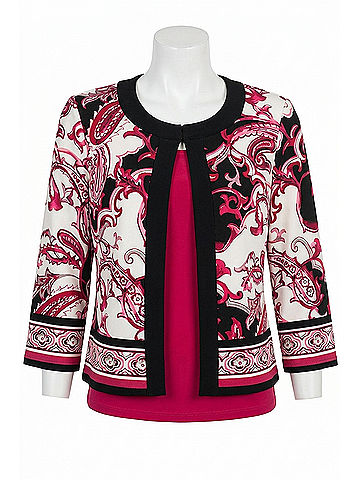 Joseph Ribkoff Hook Eyed Cardigan in Pink/Multi (view 1)