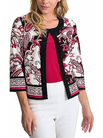 Joseph Ribkoff Hook Eyed Cardigan in Pink/Multi (view 2)