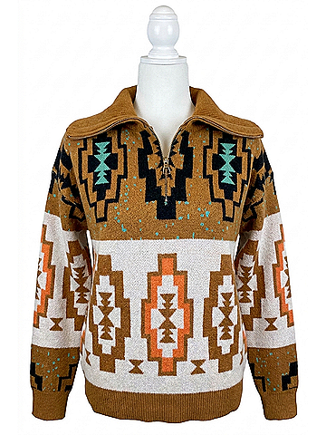 Bibi The Rowdy Aztec Sweater in Brown (view 1)