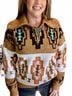 Bibi Brown The Rowdy Aztec Sweater in Brown Size XL - photo 2