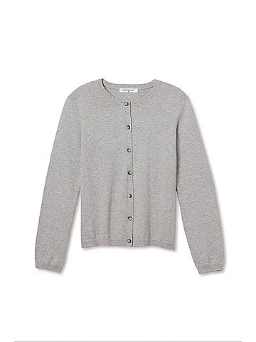 perfectwhitetee Moira Cotton Cashmere Cardigan in Heather Grey (view 1)