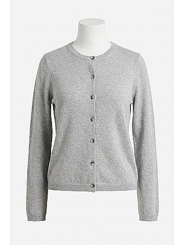 perfectwhitetee Moira Cotton Cashmere Cardigan in Heather Grey (view 2)