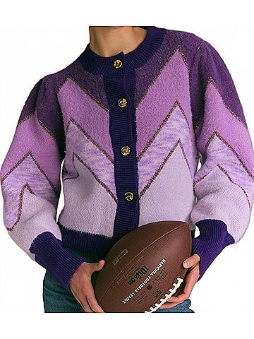 Allison Fuzzy Chevron Cardigan in Purple (view 2)