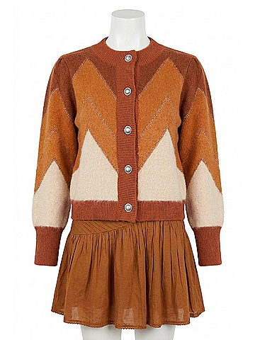 Allison Fuzzy Chevron Cardigan in Terracotta (view 1)