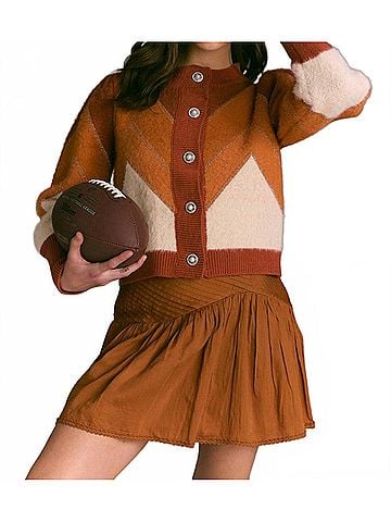 Allison Fuzzy Chevron Cardigan in Terracotta (view 2)